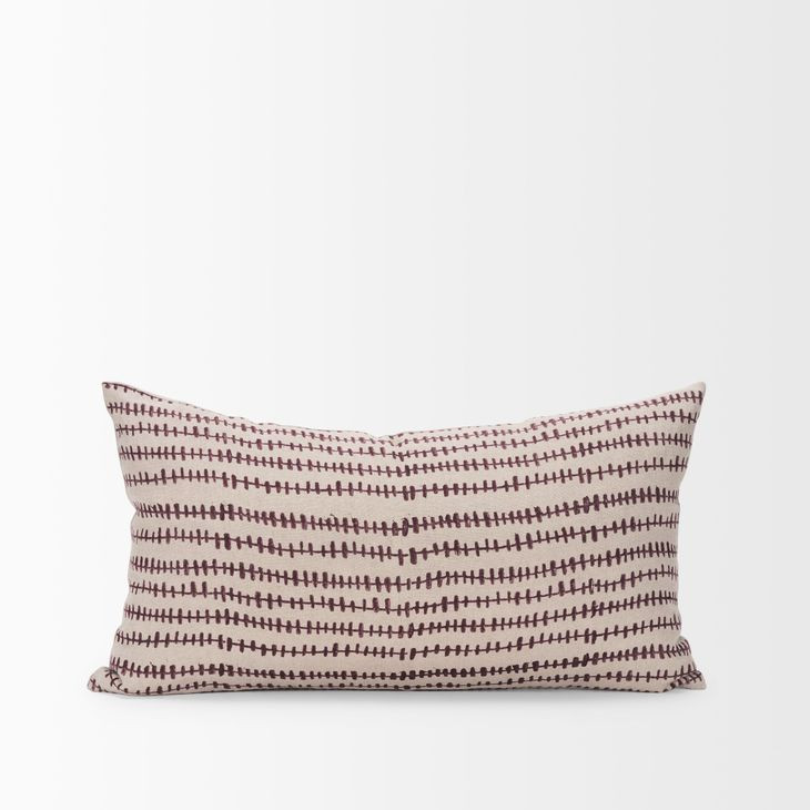 Jenna Beige and Merlot 26 x 14" Decorative Pillow Cover