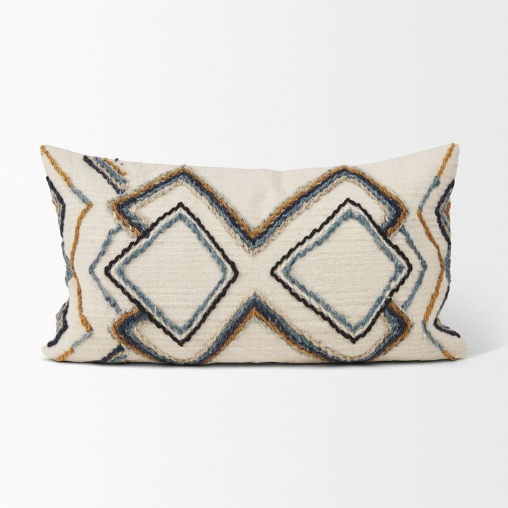 Kitt Black and Blue Lumbar Pillow Cover
