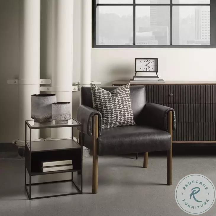 Samson Matte Black Metal And Glass Side Table