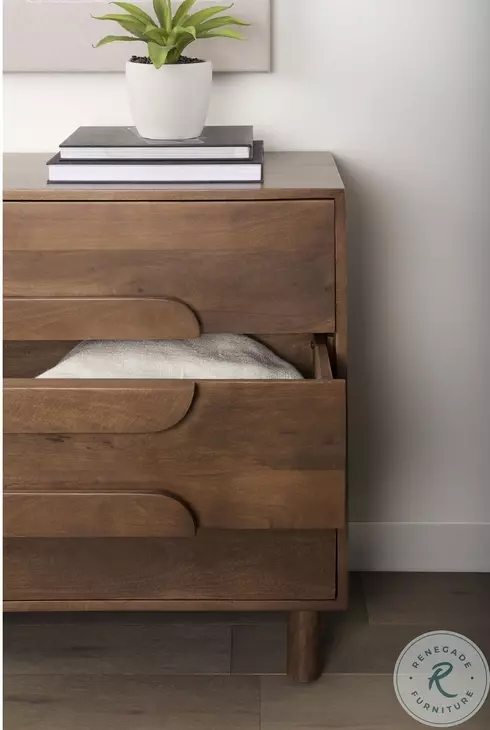 Astrid Medium Brown Solid Wood 3 Drawer Cabinet