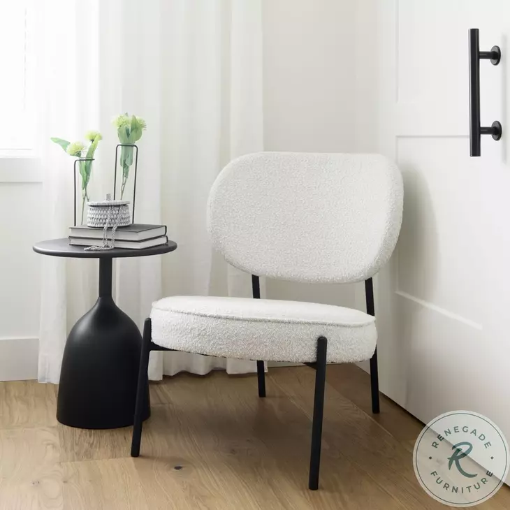 Amelia Cream Boucle And Black Metal Accent Chair