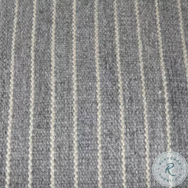 Kensie Blue Striped Large Pouf