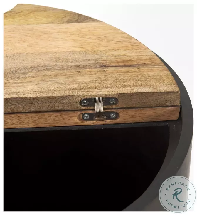 Eclipse Brown Wood And Gunmetal Gray Metal Drum Occasional Table Set