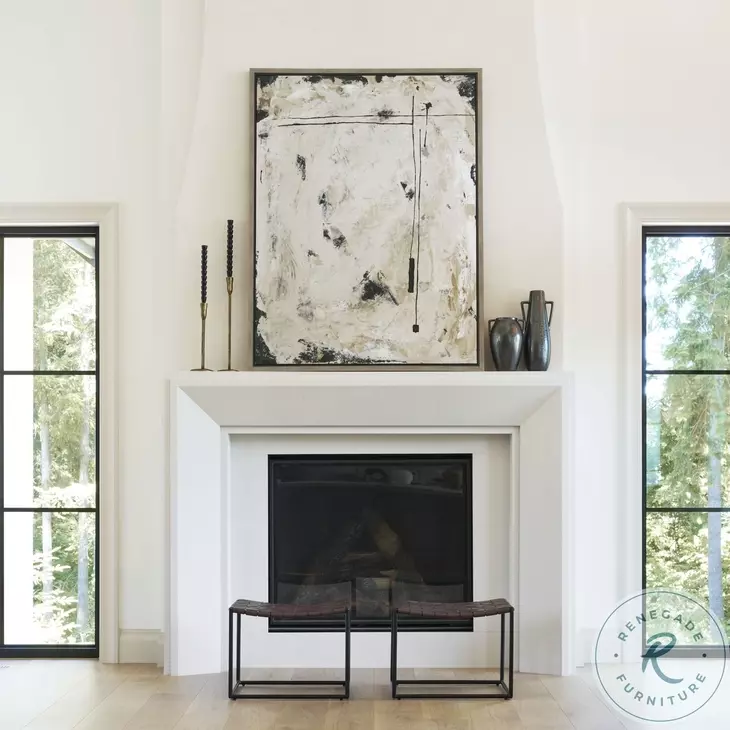 Clarissa Brown Leather Woven Stool