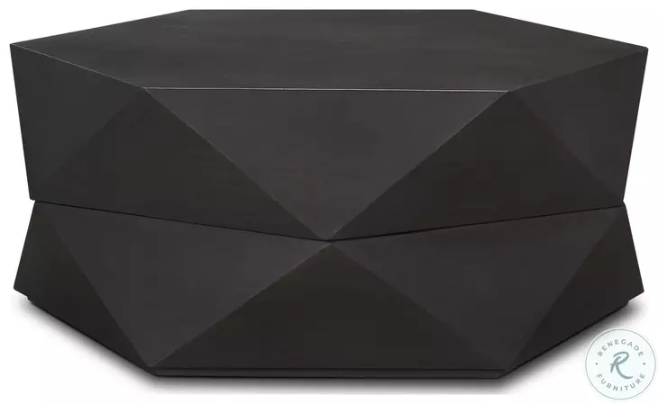 Arreto Black Hexagonal Hinged Storage Small Coffee Table