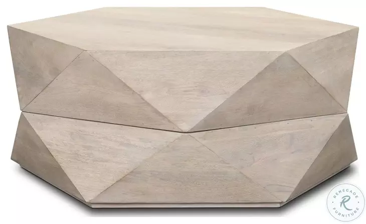 Arreto White Hexagonal Hinged Storage Small Coffee Table