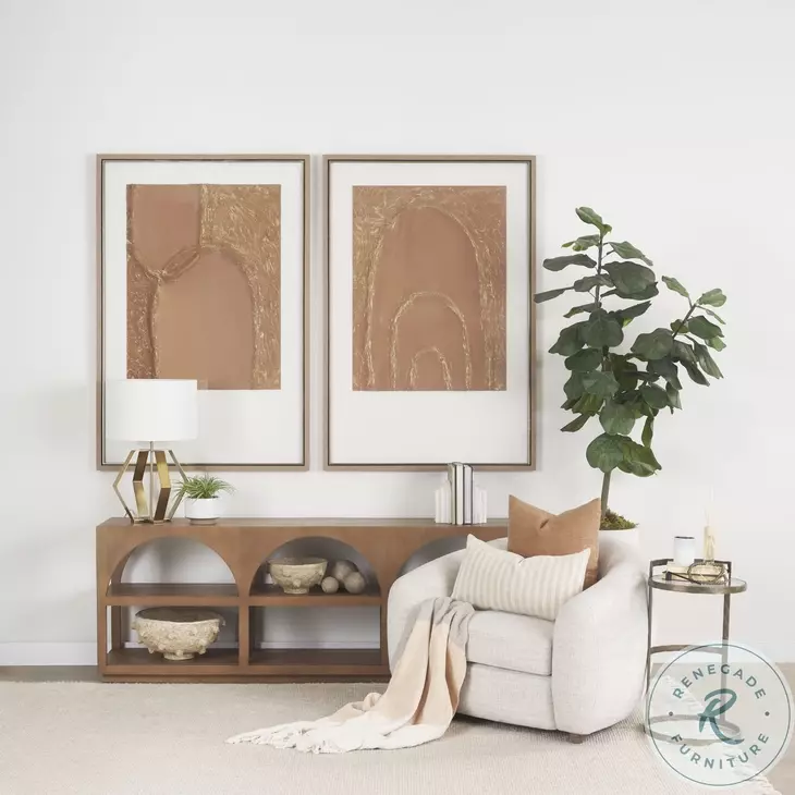 Bela Medium Brown Arched Large Console Table
