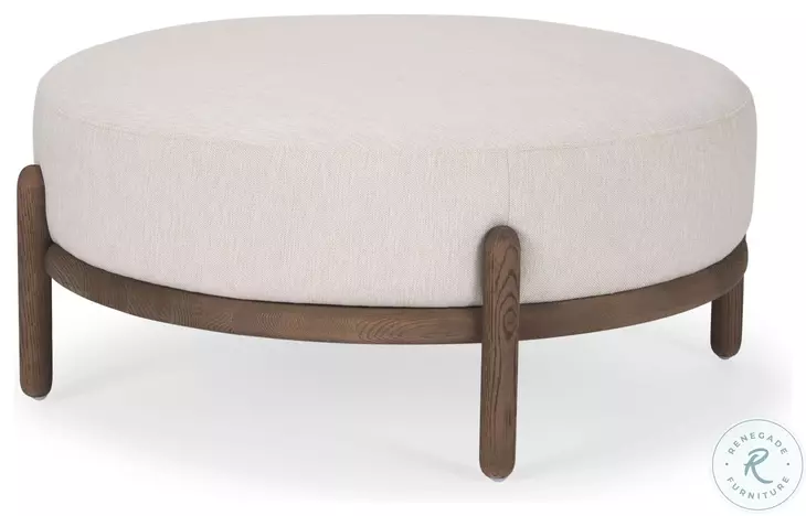 Gwynn Oatmeal Fabric And Dark Brown Ottoman