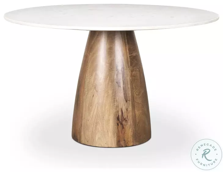 Allyson White Marble And Medium Brown 48" Dining Table