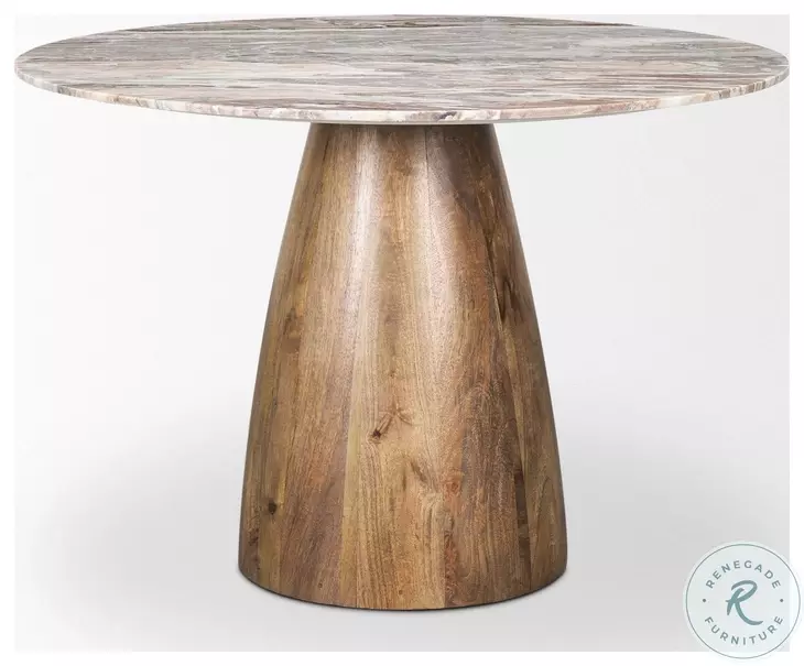 Allyson Pink Marble And Medium Brown 42" Dining Table
