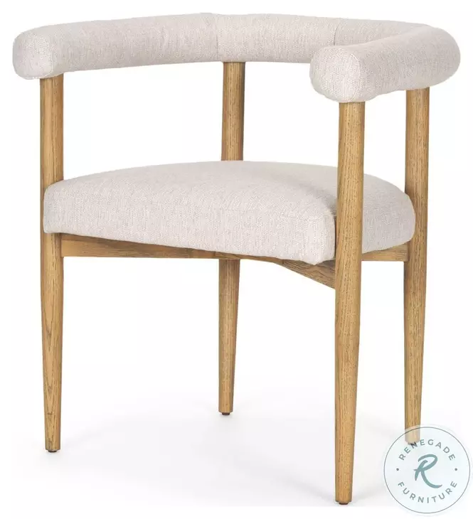 Arden Cream Twill Fabric And Medium Brown Wood Dining Chair