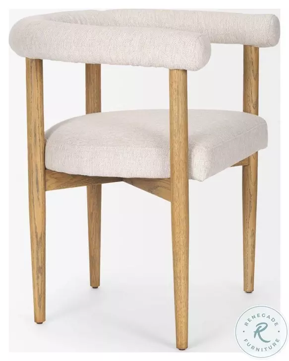 Arden Cream Twill Fabric And Medium Brown Wood Dining Chair