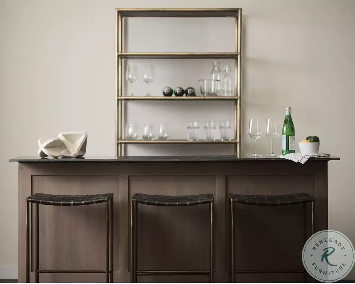 Clarissa Black Woven Leather Counter Height Stool