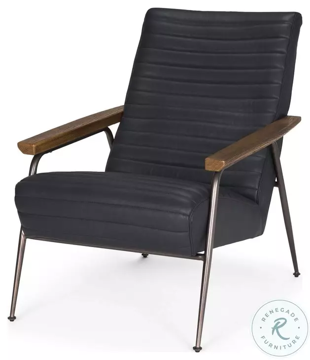 Grosjean Black Leather Accent Chair