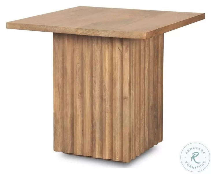 June Light Brown Wood Square Side Table