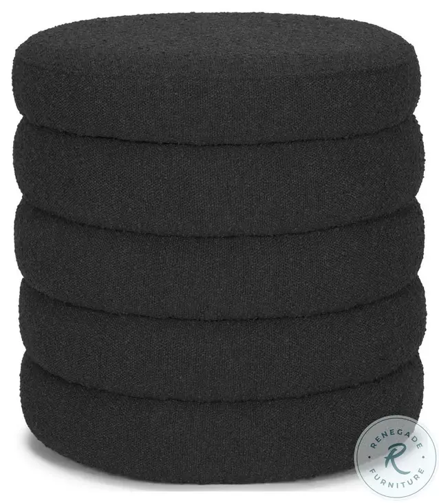 Elise Black Boucle Upholstered Storage Ottoman