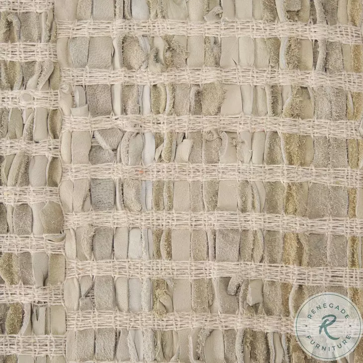 Solis Beige Woven Leather Bench