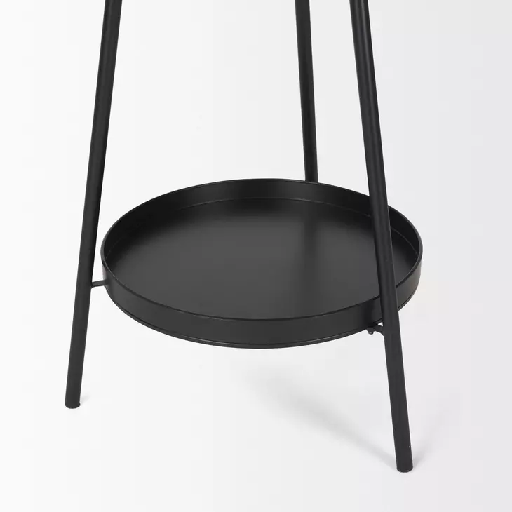 Everett Matte Black 71" Metal Shelves Coat Rack