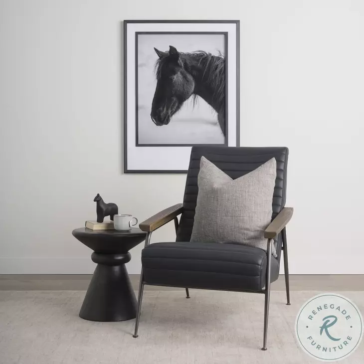 Grosjean Black Leather Accent Chair