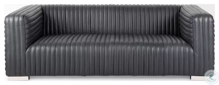 Ricciardo Black Leather 83" Sofa