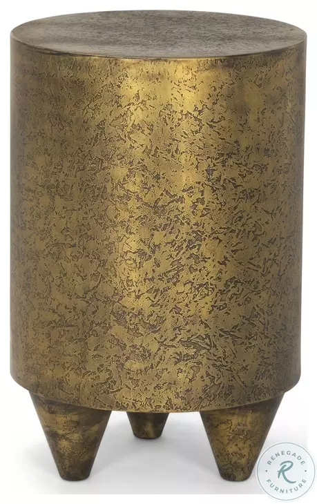 Rosh Textured Gold Metal And Acid Wash Accent Table
