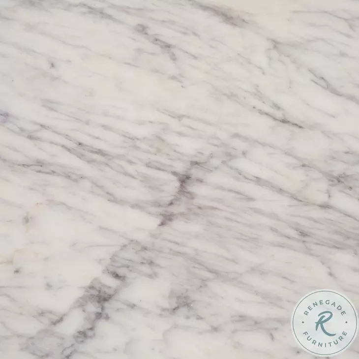 Bianca White Marble And Dark Brown Wood Accent Table