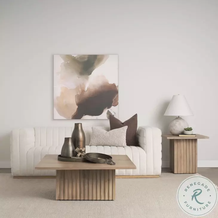 June Light Brown Wood Square Occasional Table Set