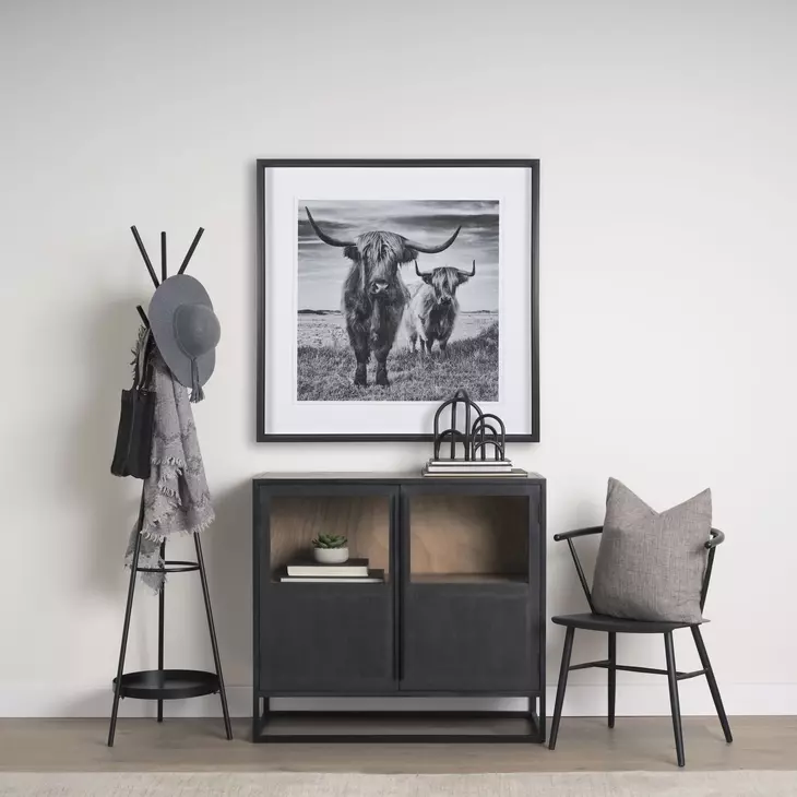 Everett Matte Black 71" Metal Shelves Coat Rack