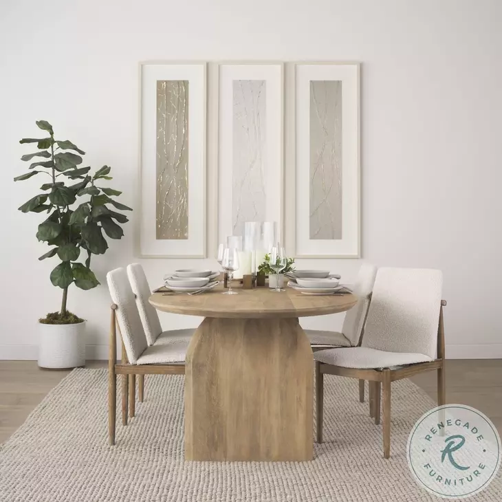 Cavett Cream Boucle And Light Brown Wood Dining Chair