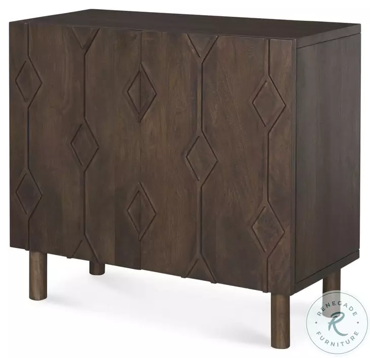 Heera Dark Brown Diamond Motif Shelf Accent Cabinet
