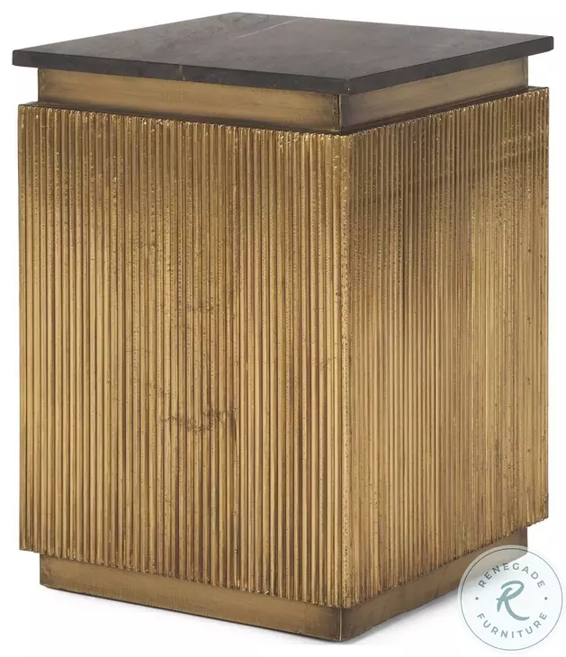 Satima Black Marble And Gold Metal Square Accent Table