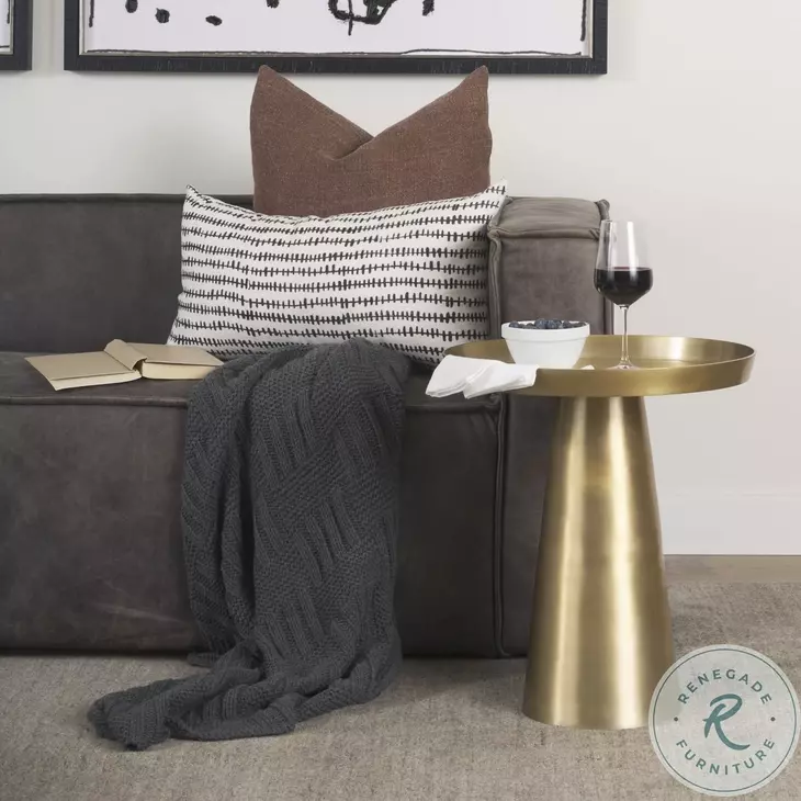 Roland Satin Brass Cast Aluminum Metal Accent Table