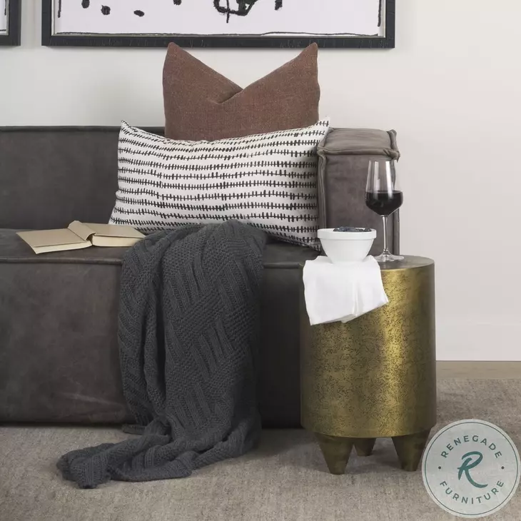 Rosh Textured Gold Metal And Acid Wash Accent Table