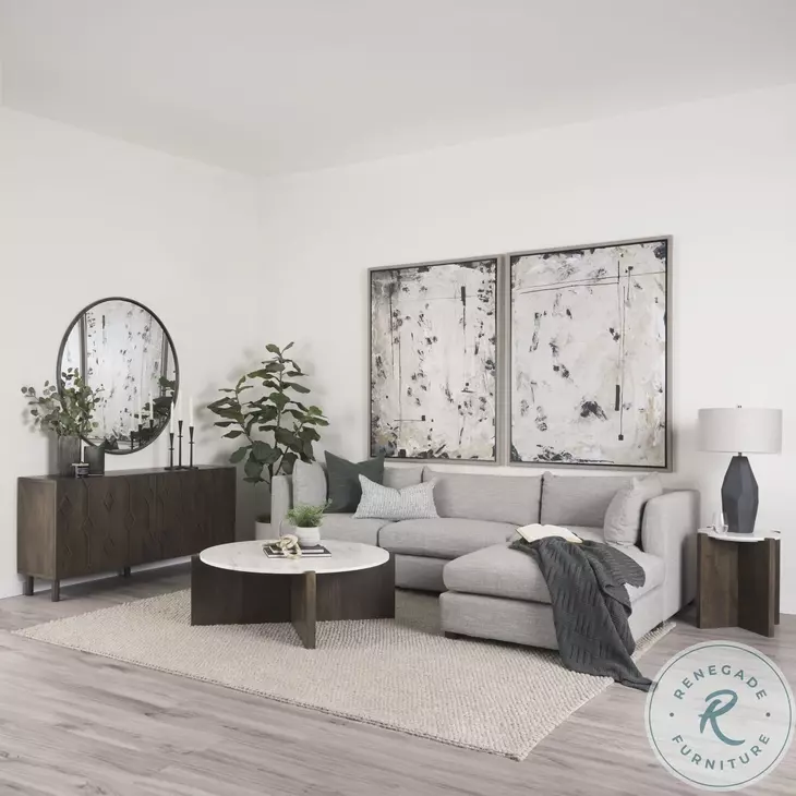 Bianca White Marble And Dark Brown Wood Coffee Table