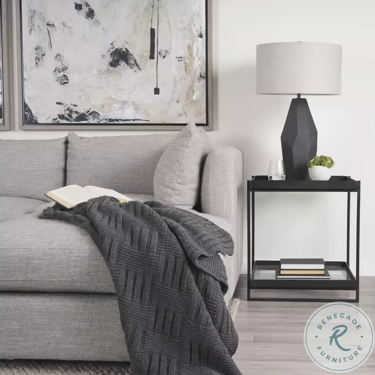 Trey Glass And Black Metal Square Accent Table