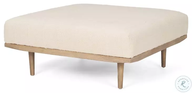 Shae Oatmeal Fabric Ottoman