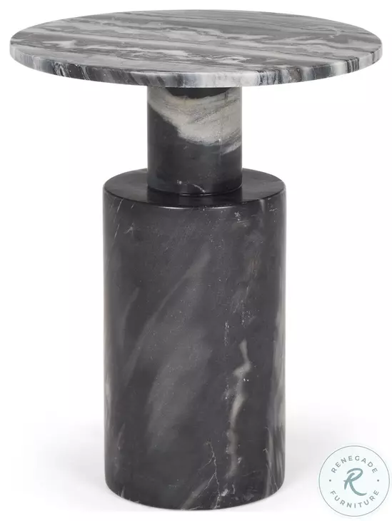 Taite Dark Gray Marble Pedestal Accent Table