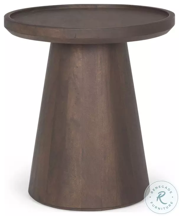 Takoda Dark Brown Wood Tapered Drum Accent Table