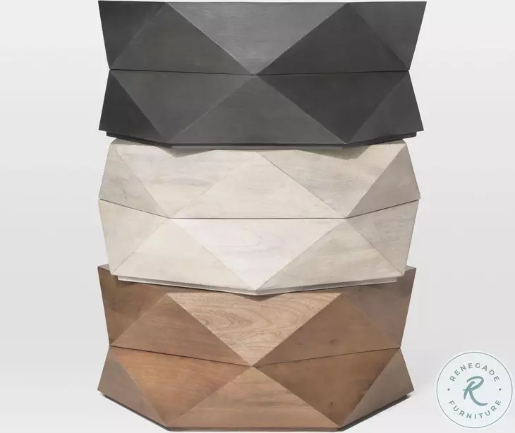 Arreto Medium Brown Hexagonal Hinged Storage Small Coffee Table