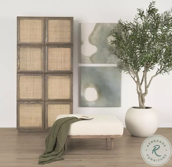 Shae Oatmeal Fabric Ottoman