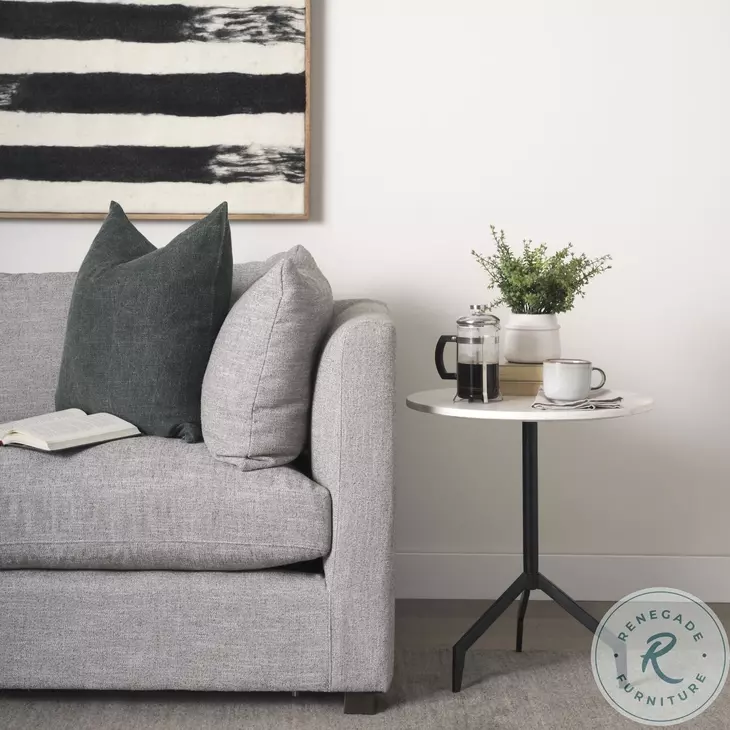 Serre White Marble And Black Metal 3 Prong End Table