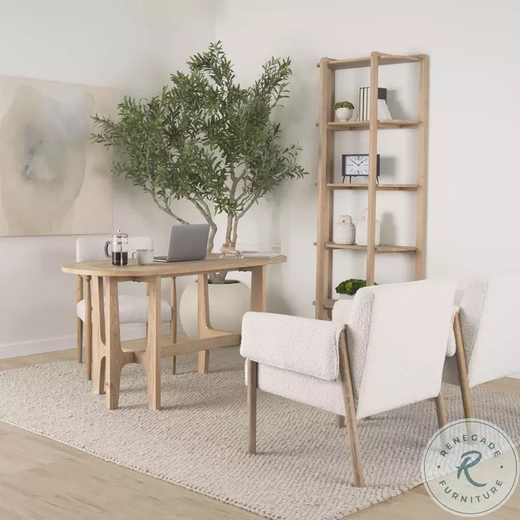 Taylin Light Brown Solid Wood Open Bookshelf
