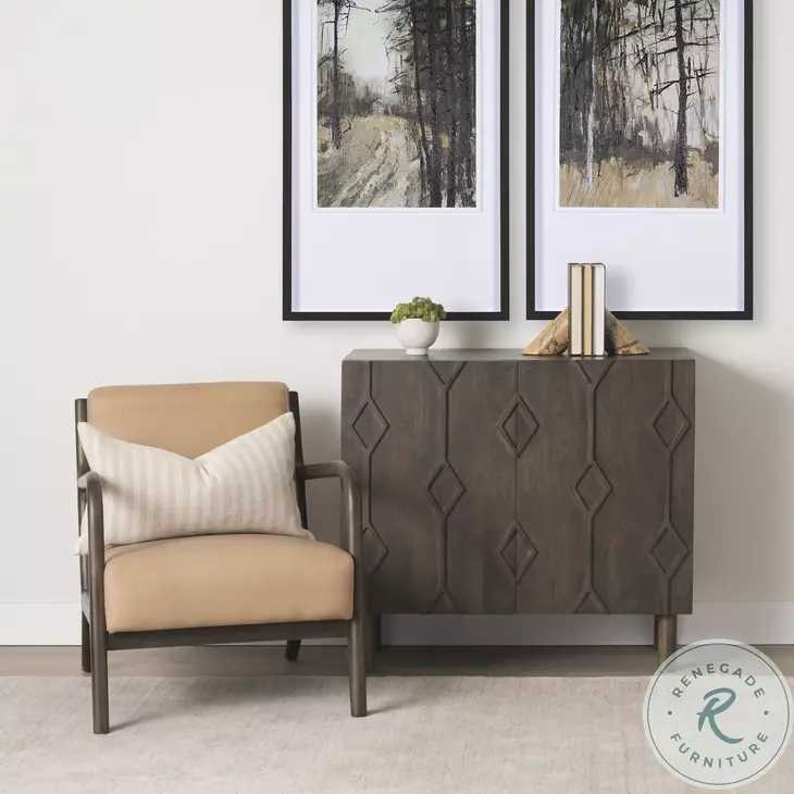 Heera Dark Brown Diamond Motif Shelf Accent Cabinet