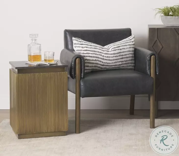 Satima Black Marble And Gold Metal Square Accent Table