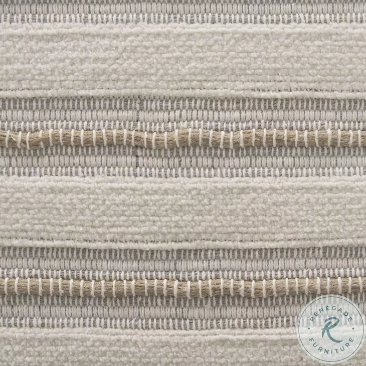 Taimo Striped Fabric And White Washed Light Brown Wood Bench