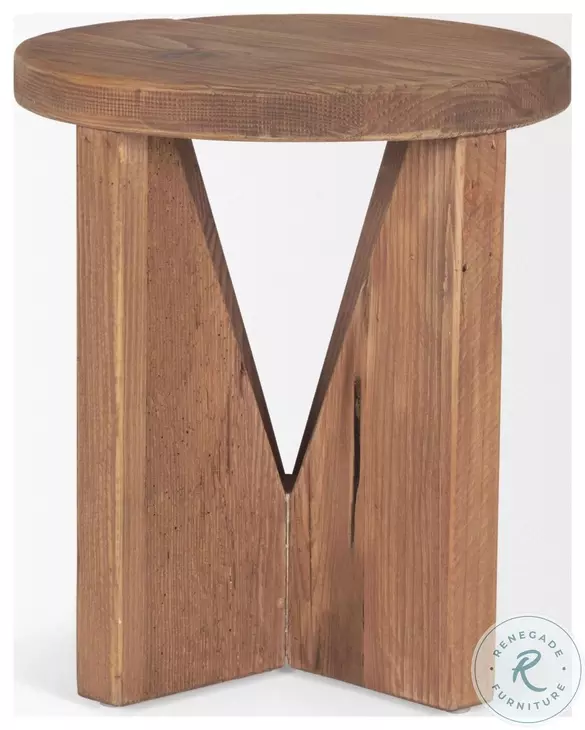 Tahlia Natural Brown Wood Round Stool