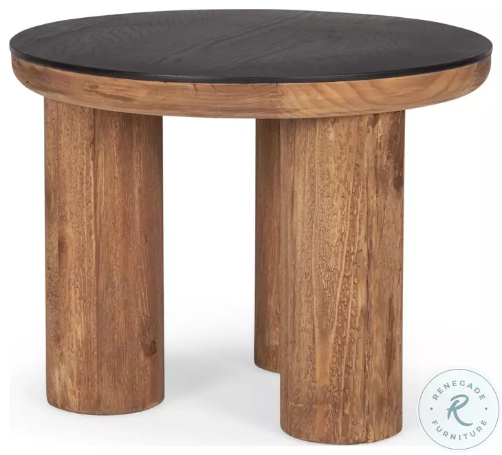 Tuscon Black Oak Top And Round Side Table