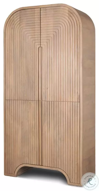 Sorina Light Brown Wood Reverse Fluted Curio Cabinet