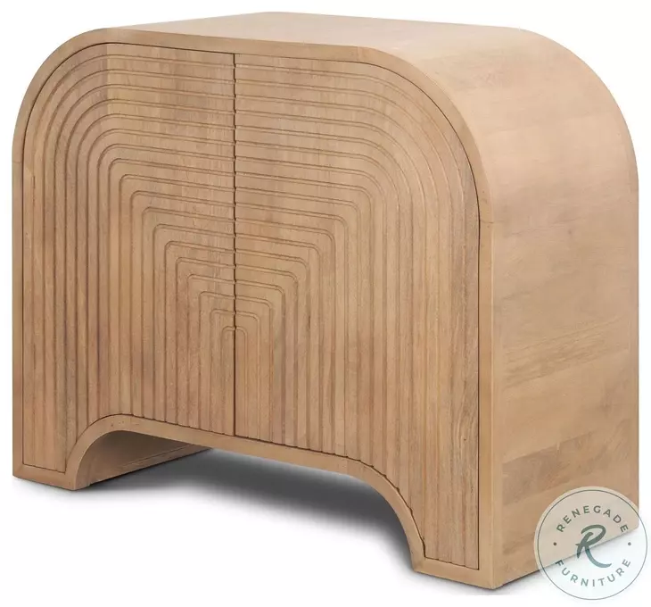 Sorina Light Brown Wood Reverse Fluted Accent Cabinet
