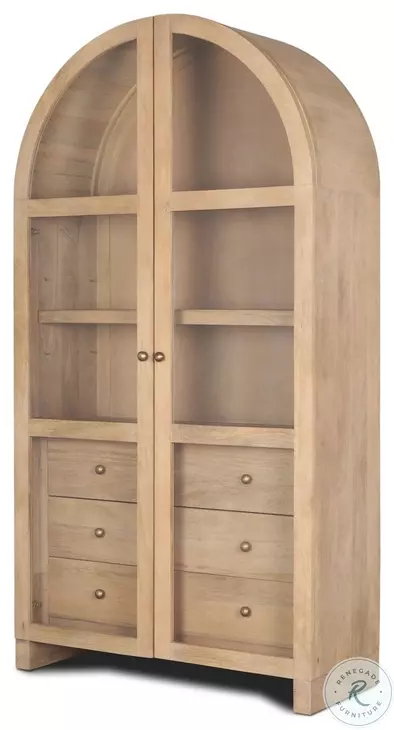 Suri Light Brown Glass Door Arched Curio Cabinet